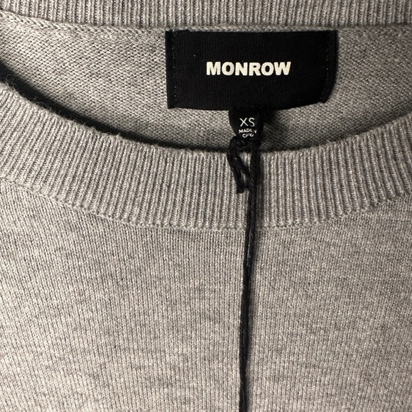 Monrow Gray Crew Neck Camo Contrast Cashmere Blend Sweater Sz XS - Picture 3 of 5